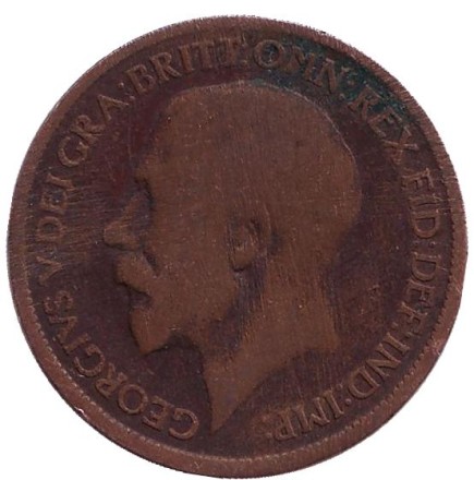 Монета 1/2 пенни. 1918 год, Великобритания. Монета 1/2 пенни. 1918 год, Великобритания.