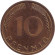 Монета 10 пфеннигов. 1996 год (A), ФРГ. Дубовые листья. Монета 10 пфеннигов. 1996 год (A), ФРГ. Дубовые листья.