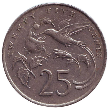 Монета 25 центов. 1986 год, Ямайка.