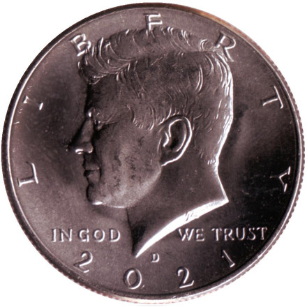 Монета 1/2 доллара (50 центов), 2021 год (D), США. Джон Кеннеди.