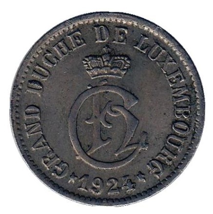Монета 5 сантимов. 1924 год, Люксембург.