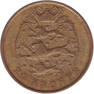 Монета 20 крон. 2009 год, Дания. Монета 20 крон. 2009 год, Дания.