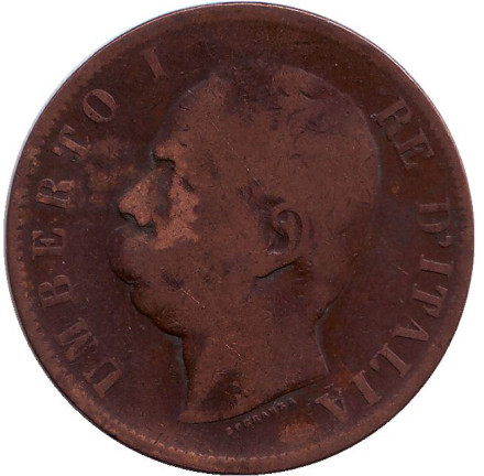 Монета 10 чентезимо. 1893 год, Италия. Умберто I. "BI". Монета 10 чентезимо. 1893 год, Италия. Умберто I. "BI".