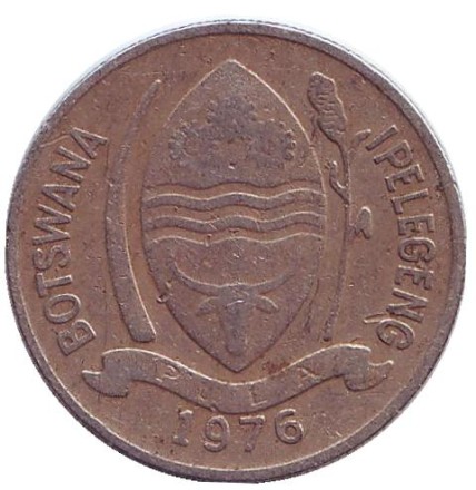 Монета 10 тхебе. 1976 год, Ботсвана. Обыкновенный орикс (сернобык). Монета 10 тхебе. 1976 год, Ботсвана. Обыкновенный орикс (сернобык).