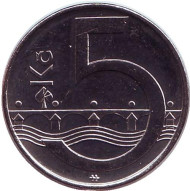 Монета 5 крон. 2016 год, Чехия. UNC. Монета 5 крон. 2016 год, Чехия. UNC.