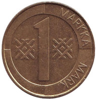 Монета 1 марка. 1997 год, Финляндия. Монета 1 марка. 1997 год, Финляндия.