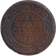 Монета 1 цент. 1912 год, Канада.