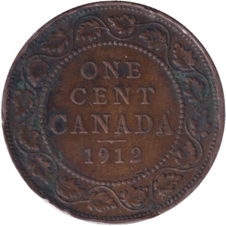 Монета 1 цент. 1912 год, Канада.