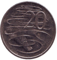 Монета 20 центов. 2010 год, Австралия. Утконос. Монета 20 центов. 2010 год, Австралия. Утконос.