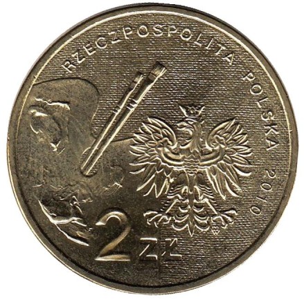 Монета 2 злотых, 2010 год, Польша. Артур Гротгер.