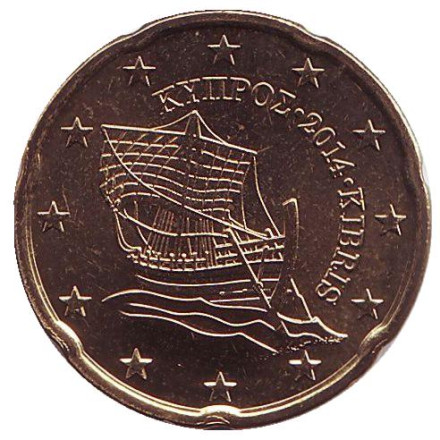 Монета 20 центов. 2014 год, Кипр.
