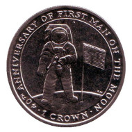 Монета 1 крона. 2009 год, Остров Мэн. Первый человек на Луне. Монета 1 крона. 2009 год, Остров Мэн. Первый человек на Луне.