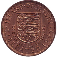 Монета 1/12 шиллинга. 1945 год, Джерси. (Елизавета II). Монета 1/12 шиллинга. 1945 год, Джерси. (Елизавета II).