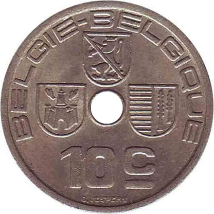 Монета 10 сантимов. 1939 год, Бельгия. (Belgie-Belgique)
