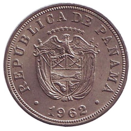 Монета 5 сентесимо. 1962 год, Панама. Монета 5 сентесимо. 1962 год, Панама.