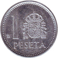 Монета 1 песета. 1986 год, Испания. Монета 1 песета. 1986 год, Испания.