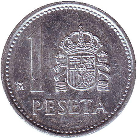 Монета 1 песета. 1986 год, Испания.