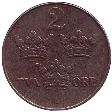 Монета 2 эре. 1918 год, Швеция.