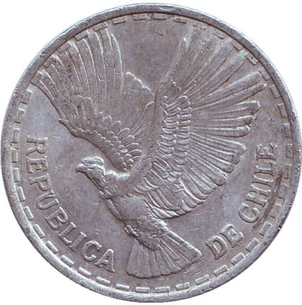 Монета 1 чентезимо. 1963 год, Чили. Кондор.