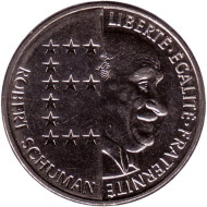 Монета 10 франков. 1986 год, Франция. 100 лет со дня рождения Роберта Шумана. Монета 10 франков. 1986 год, Франция. 100 лет со дня рождения Роберта Шумана.