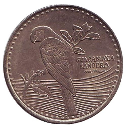 Монета 200 песо. 2013 год, Колумбия. Из обращения. Красный ара.