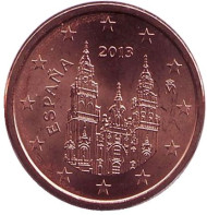 Монета 1 цент. 2013 год, Испания. Монета 1 цент. 2013 год, Испания.