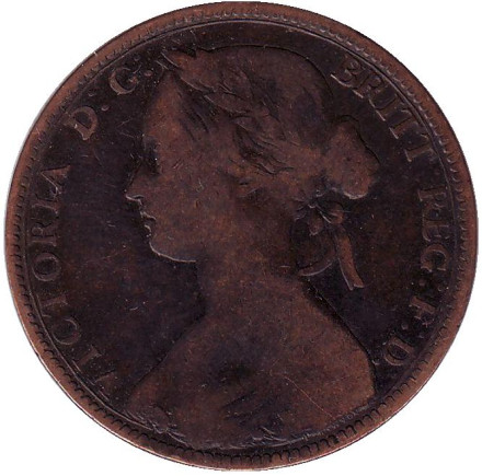 Монета 1 пенни. 1860 год, Великобритания. Монета 1 пенни. 1860 год, Великобритания.