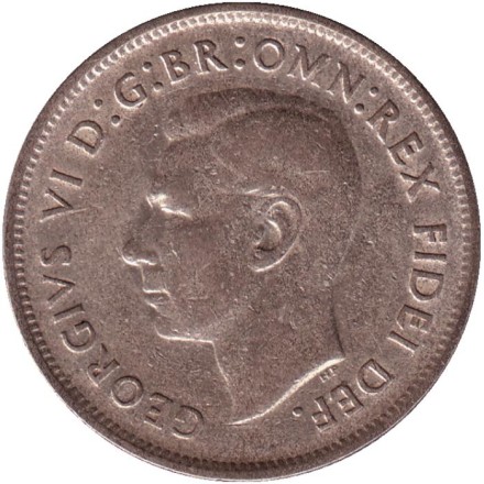 Монета 2 шиллинга (флорин). 1951 год, Австралия. Монета 2 шиллинга (флорин). 1951 год, Австралия.