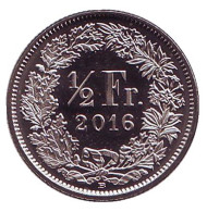 Монета 1/2 франка. 2016 год, Швейцария. UNC. Монета 1/2 франка. 2016 год, Швейцария. UNC.