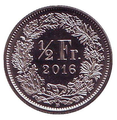 Монета 1/2 франка. 2016 год, Швейцария. UNC.