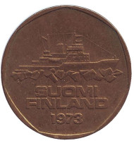 Монета 5 марок. 1973 год, Финляндия. Ледокол Варма. Монета 5 марок. 1973 год, Финляндия. Ледокол Варма.