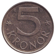 Монета 5 крон. 1986 год, Швеция. Монета 5 крон. 1986 год, Швеция.