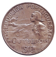 Монета 1 эскудо. 1910 год, Португалия. Основание республики. Монета 1 эскудо. 1910 год, Португалия. Основание республики.