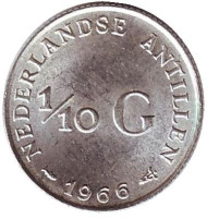 Монета 1/10 гульдена. 1966 год, Нидерландские Антильские острова. (Метка: "Рыба") Монета 1/10 гульдена. 1966 год, Нидерландские Антильские острова. (Метка: "Рыба")