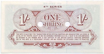 Банкнота 1 шиллинг. 1962 год, Великобритания. (Британская армия) Банкнота 1 шиллинг. 1962 год, Великобритания. (Британская армия)