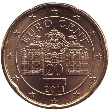 Монета 20 центов, 2011 год, Австрия.