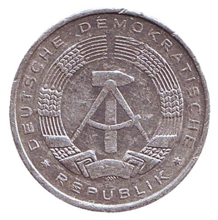 Монета 10 пфеннигов. 1989 год, ГДР.