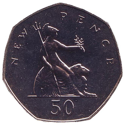 Монета 50 новых пенсов. 1974 год, Великобритания. Proof.