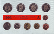 Набор монет ФРГ (10 шт.). 1993 год. (A). Набор монет ФРГ (10 шт.). 1993 год. (A).