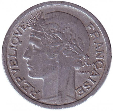 Монета 2 франка. 1948 год, Франция.