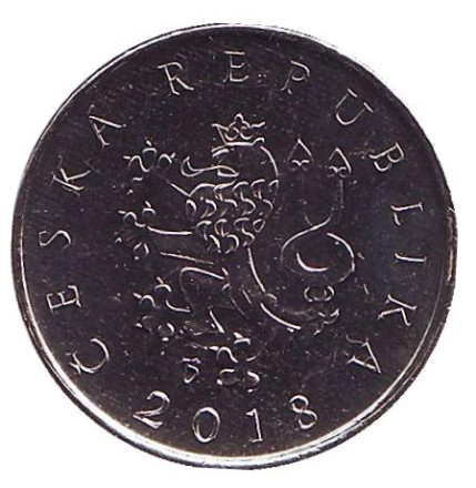 Монета 1 крона. 2018 год, Чехия. UNC.