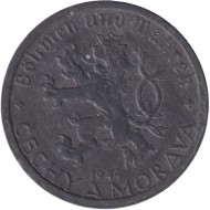Монета 20 геллеров. 1944 год, Протекторат Богемии и Моравии. Монета 20 геллеров. 1944 год, Протекторат Богемии и Моравии.