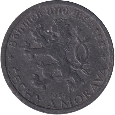 Монета 20 геллеров. 1944 год, Протекторат Богемии и Моравии.