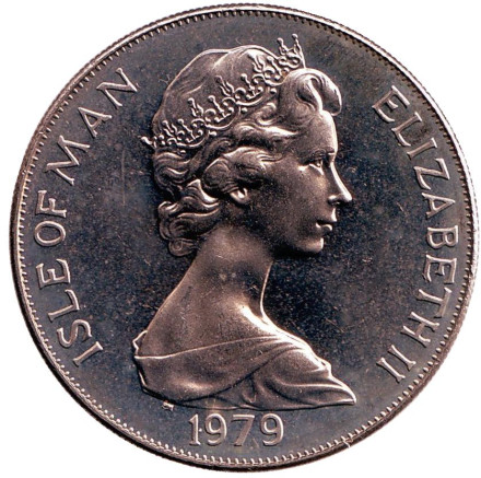 Монета 1 крона. 1979 год, Остров Мэн. 300 лет монетам острова Мэн.
