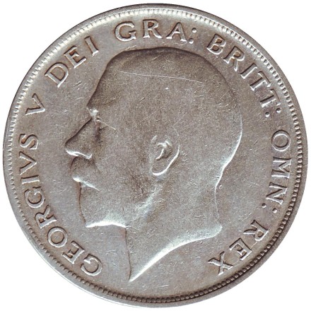 Монета 1/2 кроны. 1920 год, Великобритания. Монета 1/2 кроны. 1920 год, Великобритания.