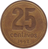 Монета 25 сентаво. 1992 год, Аргентина. Ратуша Буэнос-Айреса. Монета 25 сентаво. 1992 год, Аргентина. Ратуша Буэнос-Айреса.