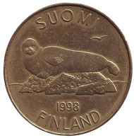 Монета 5 марок. 1998 год, Финляндия. Тюлень. Монета 5 марок. 1998 год, Финляндия. Тюлень.