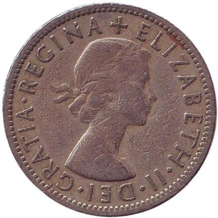 Монета 2 шиллинга. 1956 год, Великобритания.