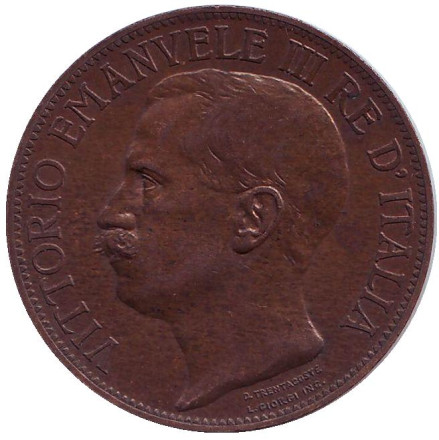 Монета 10 чентезимо. 1911 год, Италия. 50 лет Королевству Италия.