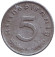 Монета 5 рейхспфеннигов. 1944 год, Германия (Третий Рейх). (D). Монета 5 рейхспфеннигов. 1944 год, Германия (Третий Рейх). (D).